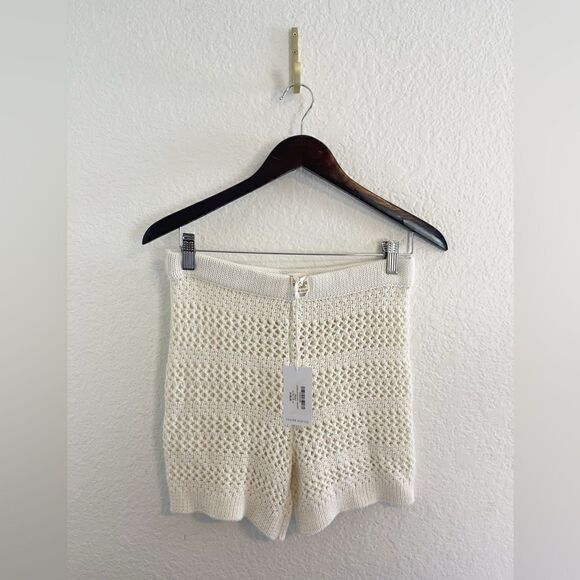 Maurie & Eve In Balance Beachy Boho Knit Crochet Shorts in Ivory Sz 6. NWT - Picture 4 of 8